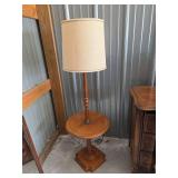 Mid Century Wood Floor Lamp with Built-in Table
