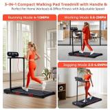 $140 Electric Walking Pad with Handle Bar, 3.5HP Treadmill, 0.6-10MPH