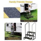 $120 RV Steps with Handrail, Heavy-Duty 3-Step Camper Entry Step