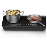 $89 Double Induction Cooktop 1800W, Dual 900W Burners, Glass Surface