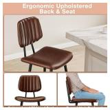 $133 24-Inch Leather Bar Stools, Counter Height, High Back, Dark Brown