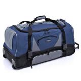 30 in. Blue/Gray 2-Section Drop-Bottom Duffel with Blade Wheels