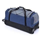 30 in. Blue/Gray 2-Section Drop-Bottom Duffel with Blade Wheels