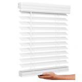 $65 Lotus & Windoware Cordless Faux Wood Blind, 22W x 60L, White