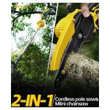 $150 Cordless Pole Saw & 2-in-1 Chainsaw, 2x21V Batteries (DHS4088)