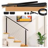 $196 2ft-4ft Cable Railing Kit with 33 Drilled Handrail, Black T304 SS