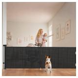 $63 100-Inch Retractable Baby Gate, 34" Tall, Reinforced Strip