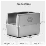 $90 Stainless Steel Enclosed Cat Litter Box with Lid, XL, Non-Stick