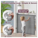 Retractable Baby Gate for Stairs, 55" Wide, 34" Tall, Grey Indoor