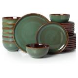 $117 Plates & Bowls Set for 8, 24-Piece Dinnerware, Sage Green