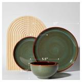 $117 Plates & Bowls Set for 8, 24-Piece Dinnerware, Sage Green