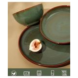 $117 Plates & Bowls Set for 8, 24-Piece Dinnerware, Sage Green