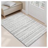 10x14ft! Area Rug Non-Slip Washable Low-Pile Area Rug, Grey
