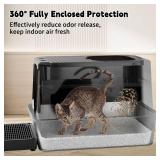 $64 Enclosed Cat Litter Box: Large Stainless Steel Anti-Leak All Black