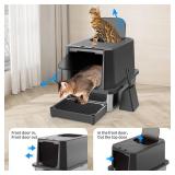 $64 Enclosed Cat Litter Box: Large Stainless Steel Anti-Leak All Black