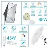 $161 Photography Lighting Kit with Backdrop Support, LED Softbox 6400K