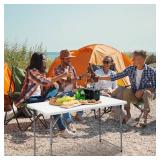 $49 Folding Table 4-Foot Portable Heavy-Duty Plastic Fold-in-Half