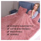 YUSOKI Long Faux Fur Twin Blanket, 2 Layers, 3.4lb, Pink 60x80