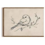 $50 KISSFOX Framed Wall Art Vintage Bird Rustic Animal Canvas