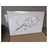 $50 KISSFOX Framed Wall Art Vintage Bird Rustic Animal Canvas