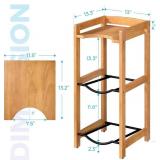 $70 5 Gallon Water Jug Stand with Top Shelves, 3-Tier Wood Rack