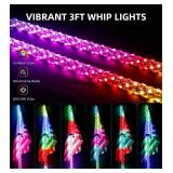 $110 ZIMABLUE 2pc 3ft LED Whip Lights for ATV/UTV with Remote RGB