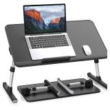 $50 SAIJI PU Leather Laptop Bed Tray Table, Adjustable Stand, Black