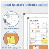 Monthly Calendar Whiteboard & Cork Board, 24x18, Double-Sided