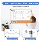 Monthly Calendar Whiteboard & Cork Board, 24x18, Double-Sided