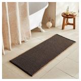 $70 Waffle Runner Rug 60x24, Non-Slip, Quick-Dry, Khaki/Black