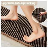 $70 Waffle Runner Rug 60x24, Non-Slip, Quick-Dry, Khaki/Black