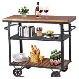 $139 Diwhy Industrial 3-Tier Rolling Utility Storage Cart with Wood