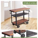 $139 Diwhy Industrial 3-Tier Rolling Utility Storage Cart with Wood