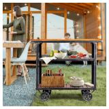 $139 Diwhy Industrial 3-Tier Rolling Utility Storage Cart with Wood