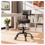 $108 Office Drafting Chair with Footrest, Rolling Stool Black