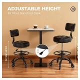 $108 Office Drafting Chair with Footrest, Rolling Stool Black