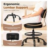 $108 Office Drafting Chair with Footrest, Rolling Stool Black