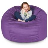 $100 Lumaland 3ft Medium Bean Bag Chair with Microsuede Cover, Purple