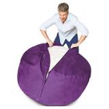 $100 Lumaland 3ft Medium Bean Bag Chair with Microsuede Cover, Purple