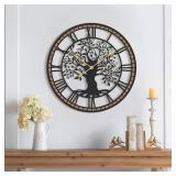 $66 Micasso Wall Clock 21-Inch Farmhouse Tree of Life Metal Frame