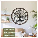 $66 Micasso Wall Clock 21-Inch Farmhouse Tree of Life Metal Frame