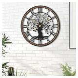 $66 Micasso Wall Clock 21-Inch Farmhouse Tree of Life Metal Frame
