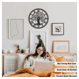 $66 Micasso Wall Clock 21-Inch Farmhouse Tree of Life Metal Frame