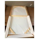 $110 Framed Abstract Wall Art Green White Gold Lines Boho Canvas 24x48