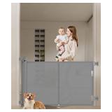 59-Inch Retractable Baby/Dog Gate, 34-Inch Tall; Reinforced Strip