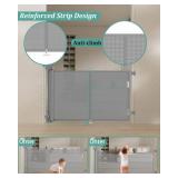 59-Inch Retractable Baby/Dog Gate, 34-Inch Tall; Reinforced Strip