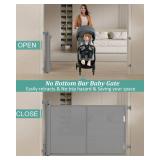 59-Inch Retractable Baby/Dog Gate, 34-Inch Tall; Reinforced Strip