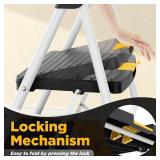 $46 3-Step Folding Steel Ladder, Safety Lock, Anti-Slip Pedals, 800lb