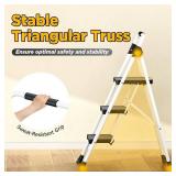 $46 3-Step Folding Steel Ladder, Safety Lock, Anti-Slip Pedals, 800lb