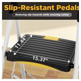 $46 3-Step Folding Steel Ladder, Safety Lock, Anti-Slip Pedals, 800lb